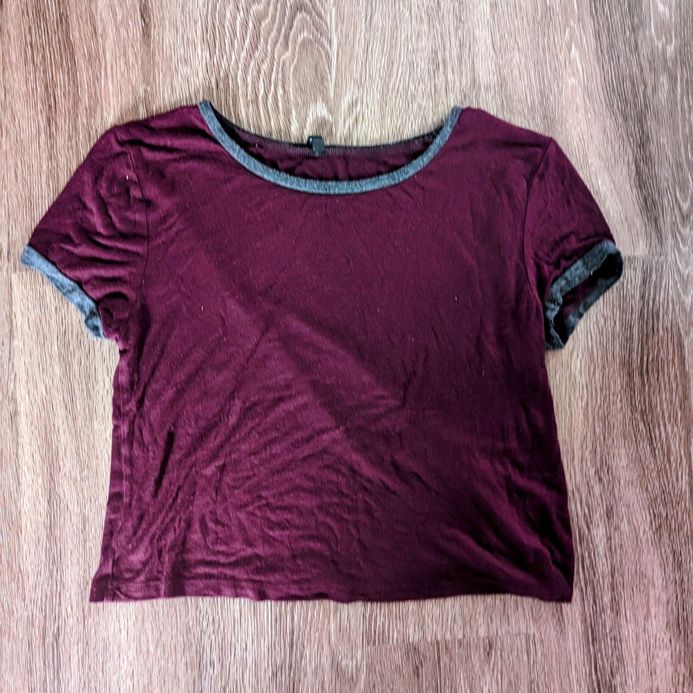 Women's Burgundy and Gray Top